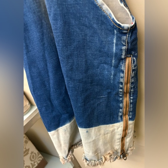 Marin kiog distressed denim jeans overalls mini dress women's size XS - Picture 5 of 9